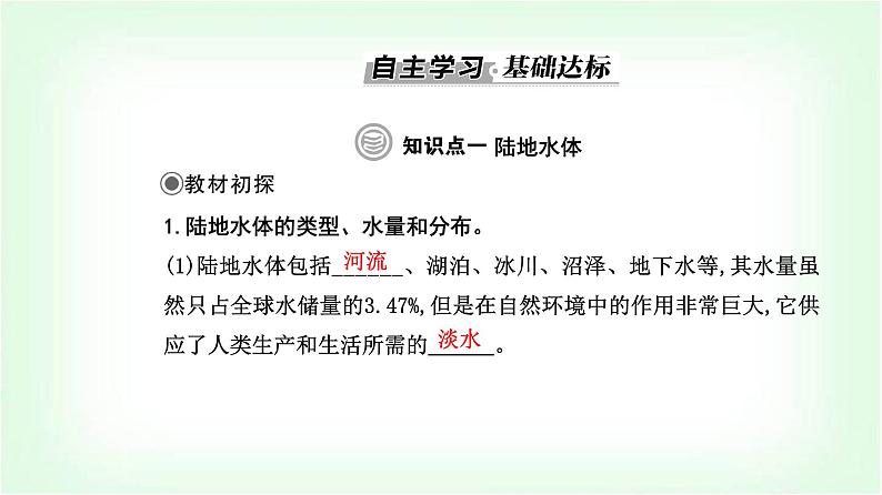 人教版高中地理选择性必修1第四章第一节陆地水体及其相互关系课件第3页