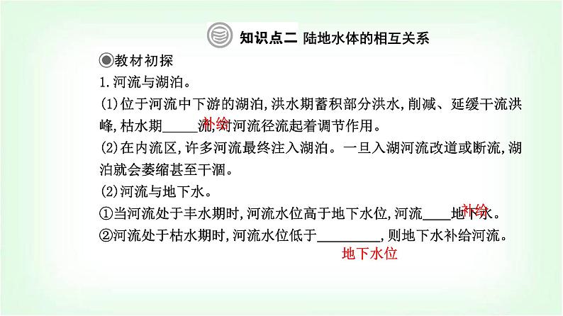 人教版高中地理选择性必修1第四章第一节陆地水体及其相互关系课件第8页