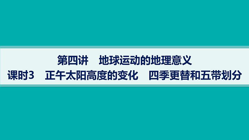 2025年人教版新高考地理新教材一轮总复习地理课件第2章第4讲课时3正午太阳高度的变化四季更替和五带划分01