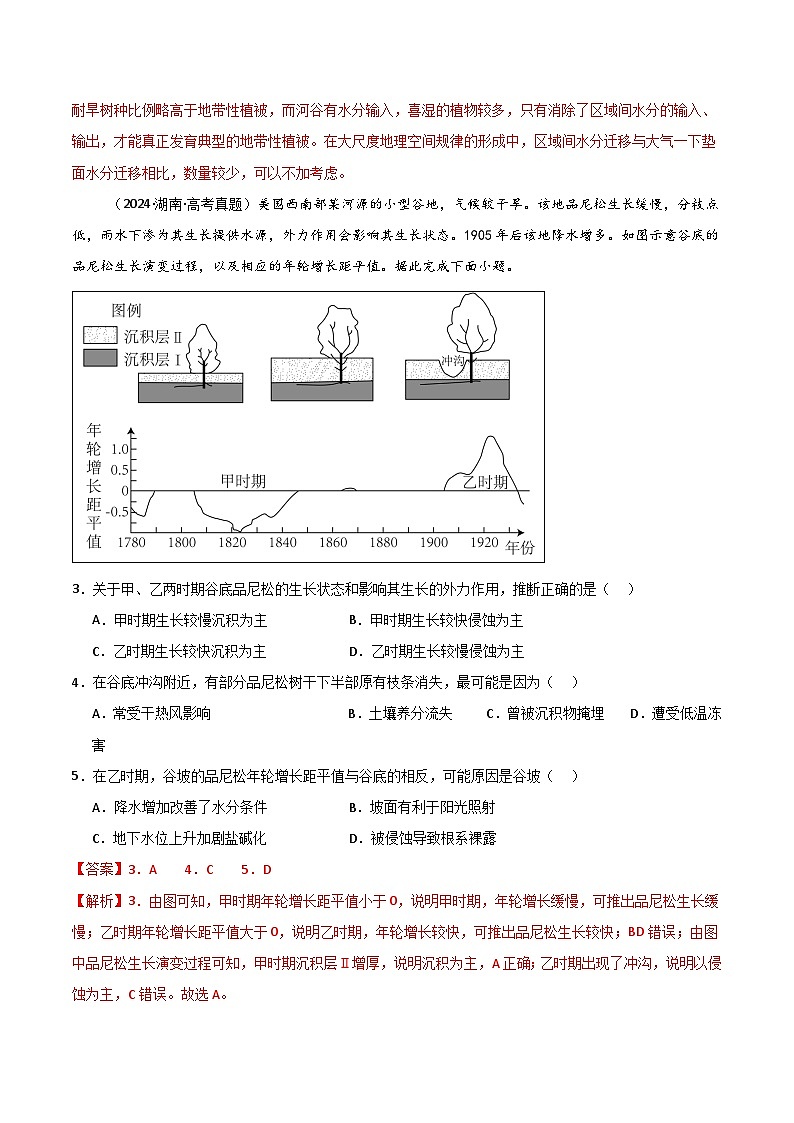 三年（2022-2024）高考地理真题分类汇编（全国通用）专题06自然环境的整体性和差异性（解析版）03