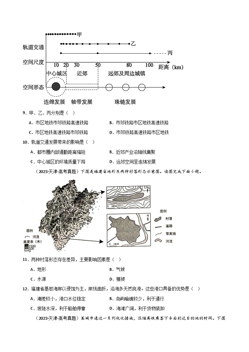 三年（2022-2024）高考地理真题分类汇编（全国通用）专题11交通（原卷版）03