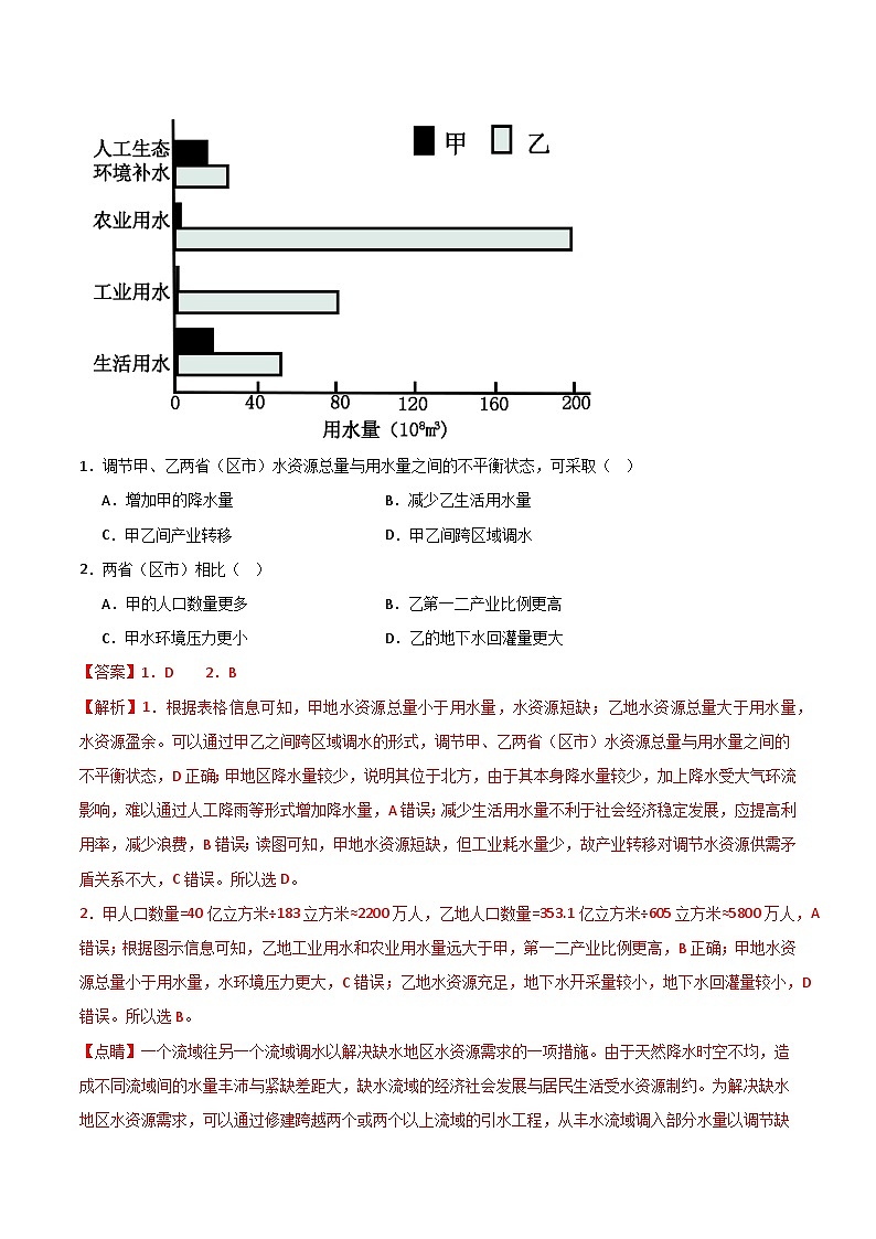三年（2022-2024）高考地理真题分类汇编（全国通用）专题12区域发展（解析版）02
