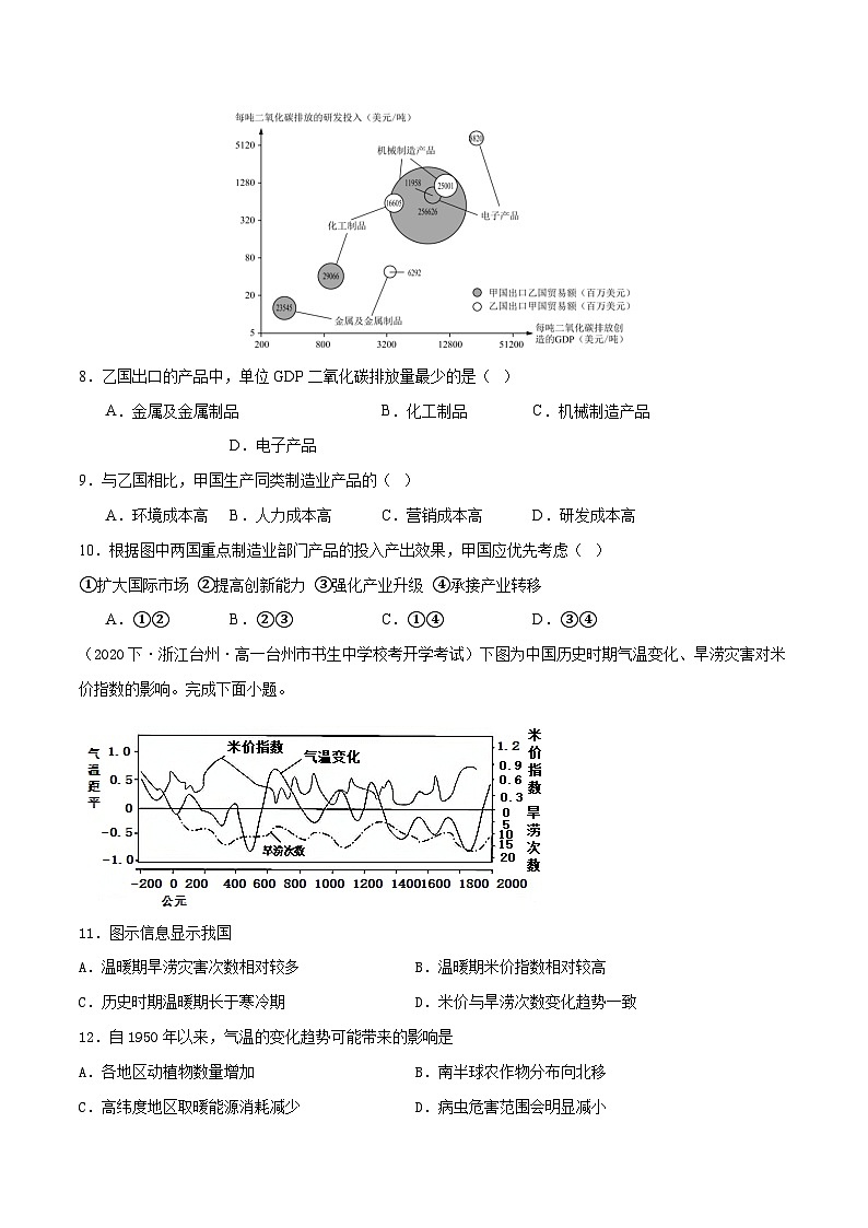 鲁教版2019高二地理选择性必修3 第二单元+生态环境与国家安全 单元测试03