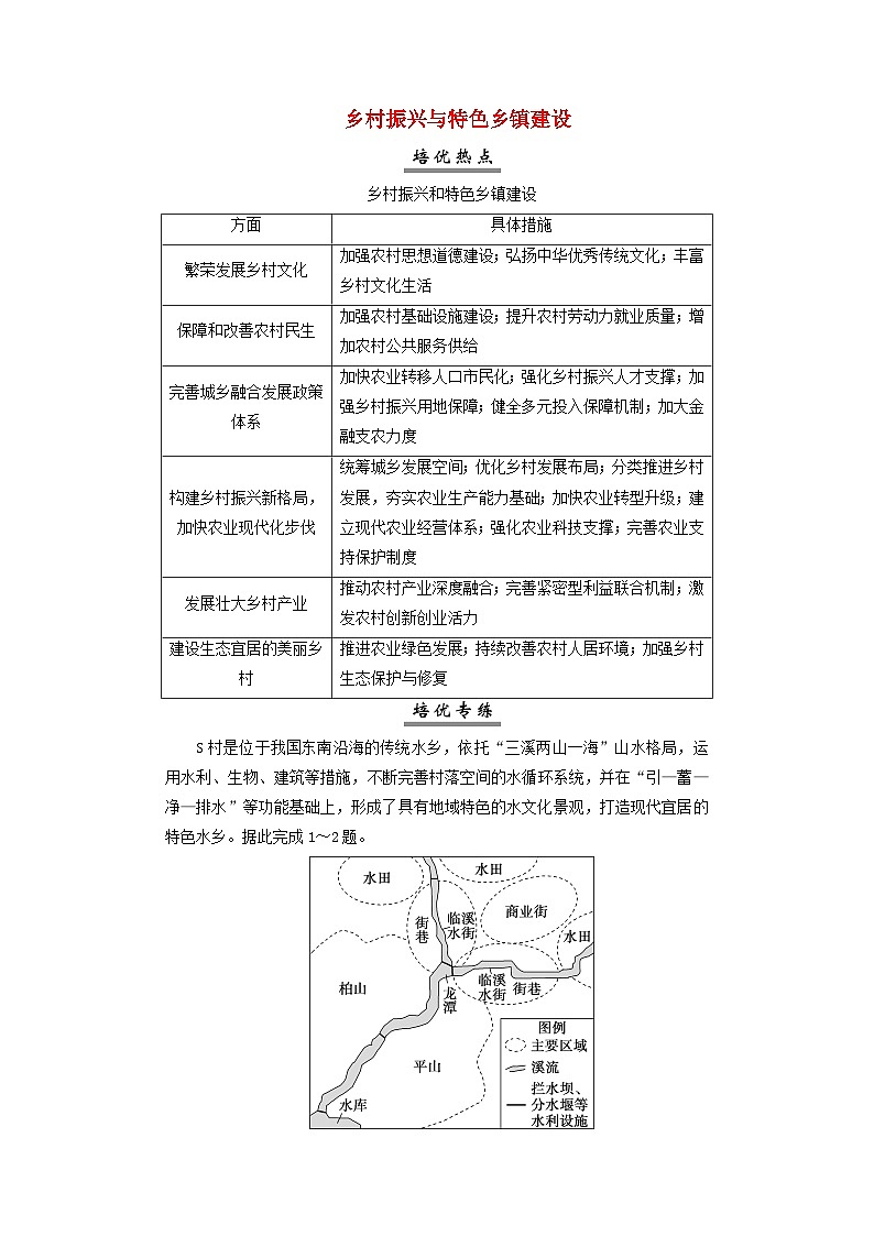 2025届高考地理一轮复习专题高考培优课程7乡村振兴与特色乡镇建设学案01