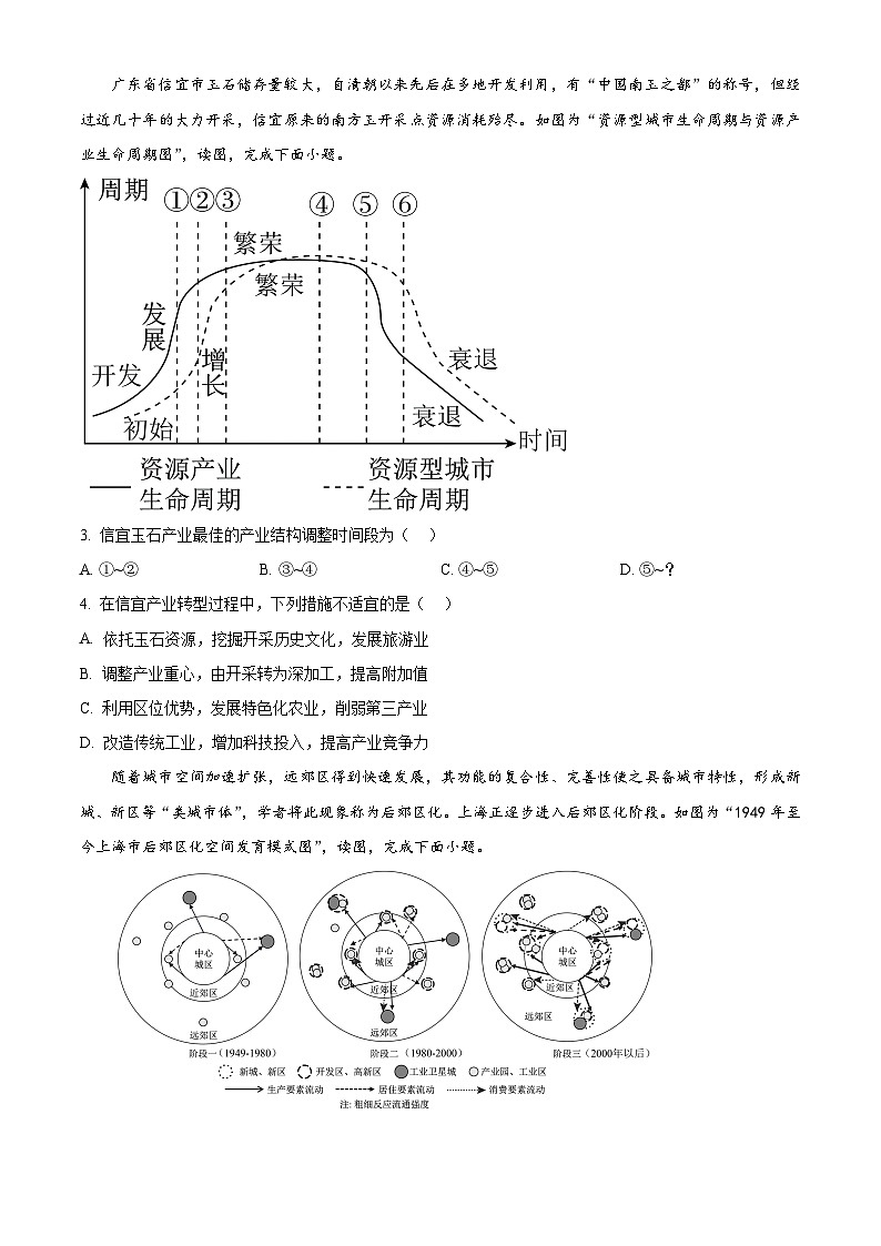 北京市石景山区2023-2024学年高二下学期期末考试地理试题（Word版附解析）02