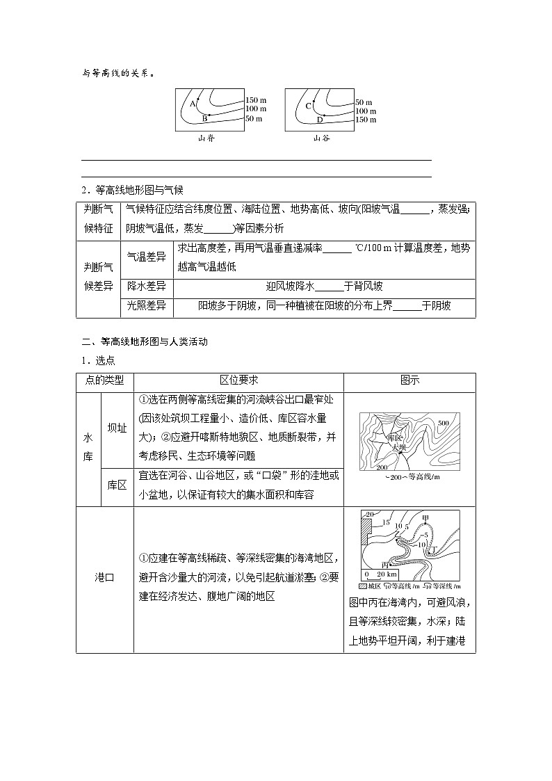 第一部分  第一章　课时三　等高线地形图的应用-2025年高考地理大一轮复习（课件+讲义+练习）02