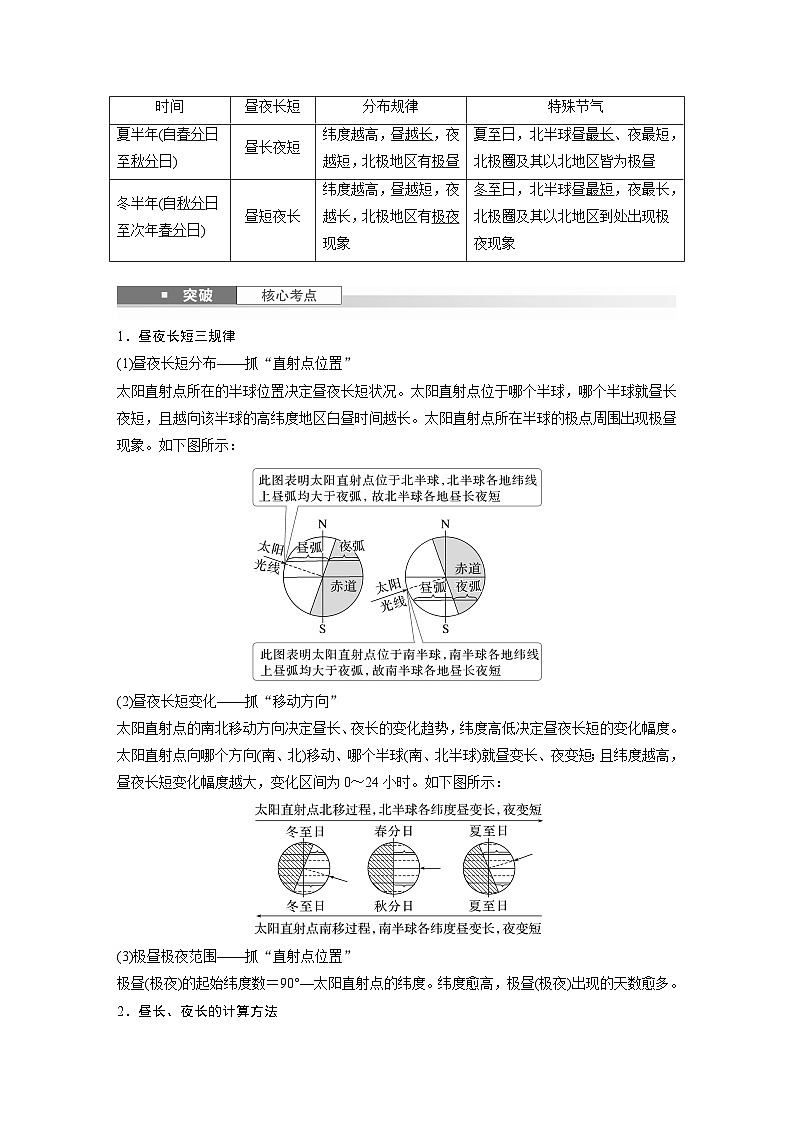 第一部分  第二章　第三讲　课时一1　昼夜长短的变化-2025年高考地理大一轮复习（课件+讲义+练习）02