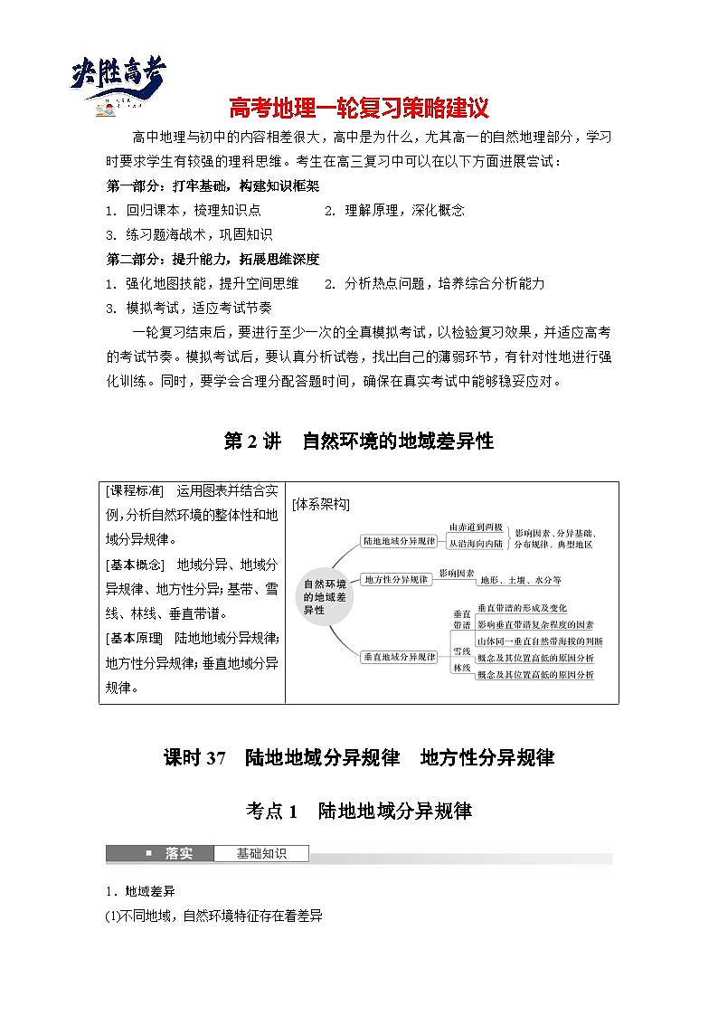第一部分  第六章　第二讲　课时三7　陆地地域分异规律　地方性分异规律-2025年高考地理大一轮复习（课件+讲义+练习）01