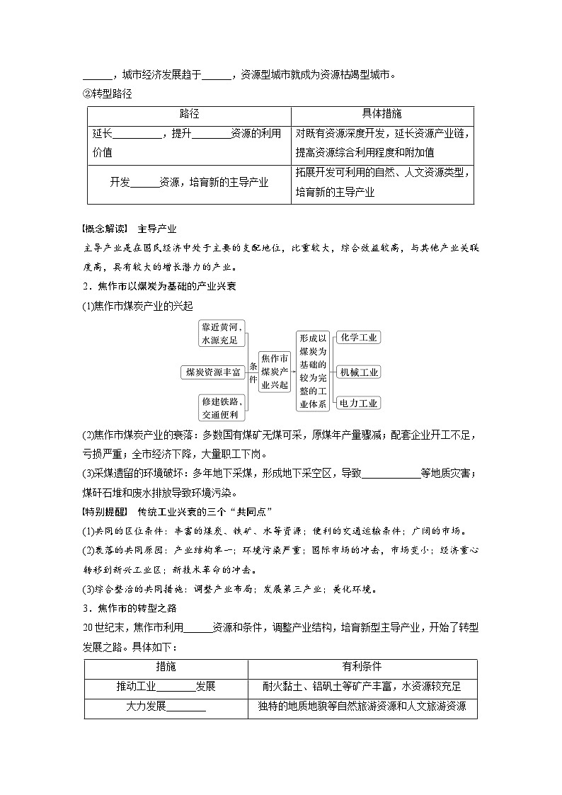 第三部分  第二章　课时六0　资源枯竭型城市的转型发展-2025年高考地理大一轮复习（课件+讲义+练习）02