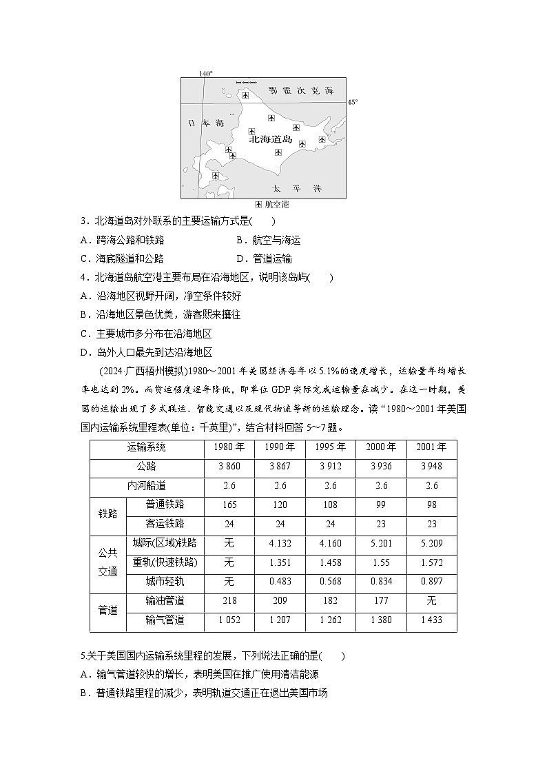 第二部分  第四章　课时五2　交通运输方式-2025年高考地理大一轮复习（课件+讲义+练习）02