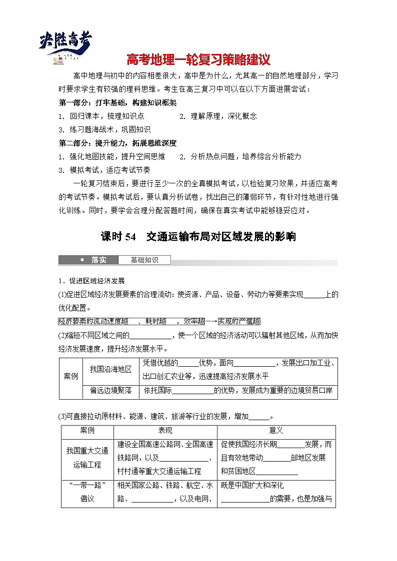 第二部分  第四章　课时五4　交通运输布局对区域发展的影响-2025年高考地理大一轮复习（课件+讲义+练习）01