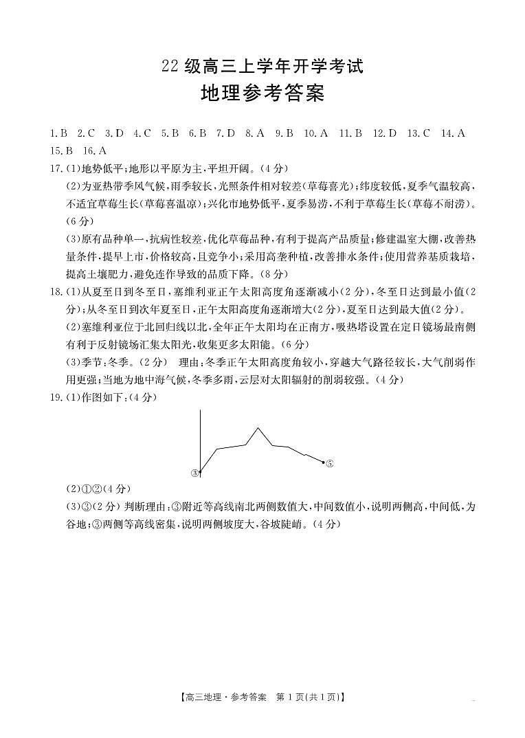 黑龙江省龙东十校2024-2025学年高三上学期开学考试地理试卷（Word版附答案）01