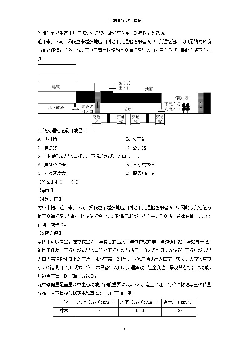 [地理]2025届甘肃省张掖市某校高三下学期6月模拟考试试题(解析版)第2页