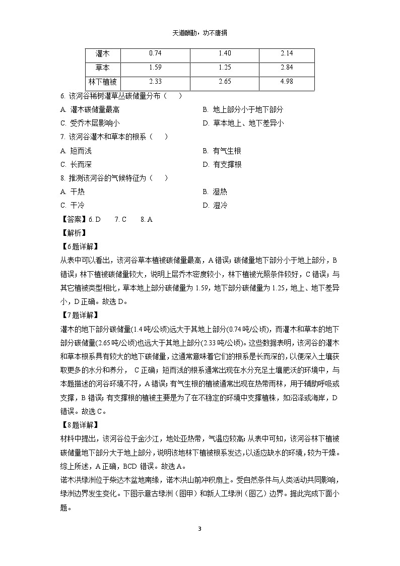 [地理]2025届甘肃省张掖市某校高三下学期6月模拟考试试题(解析版)第3页