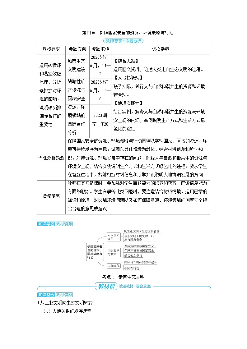 2025年高考地理精品教案第四部分资源、环境与国家安全第四章保障国家安全的资源、环境战略与行动第1页