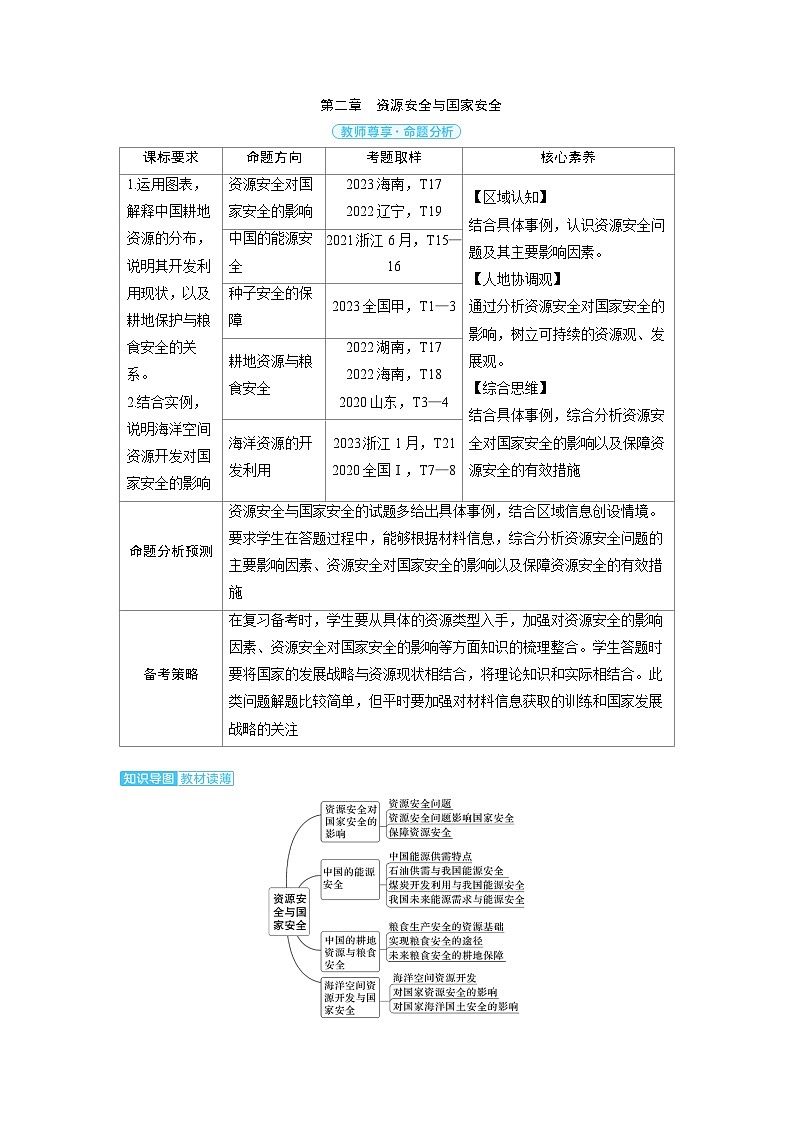 2025年高考地理精品教案第四部分资源、环境与国家安全第二章资源安全与国家安全01