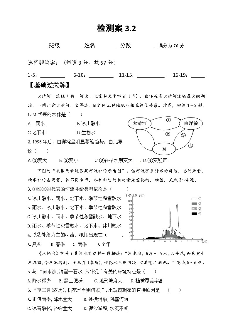 山西省吕梁市孝义中学校2024-2025学年高三上学期一轮复习检测案地理试题01