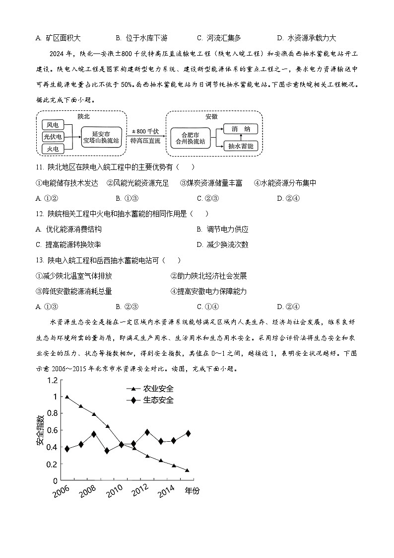 四川省成都列五中学2024-2025学年高三上学期入学摸底测试地理试卷（Word版附解析）03