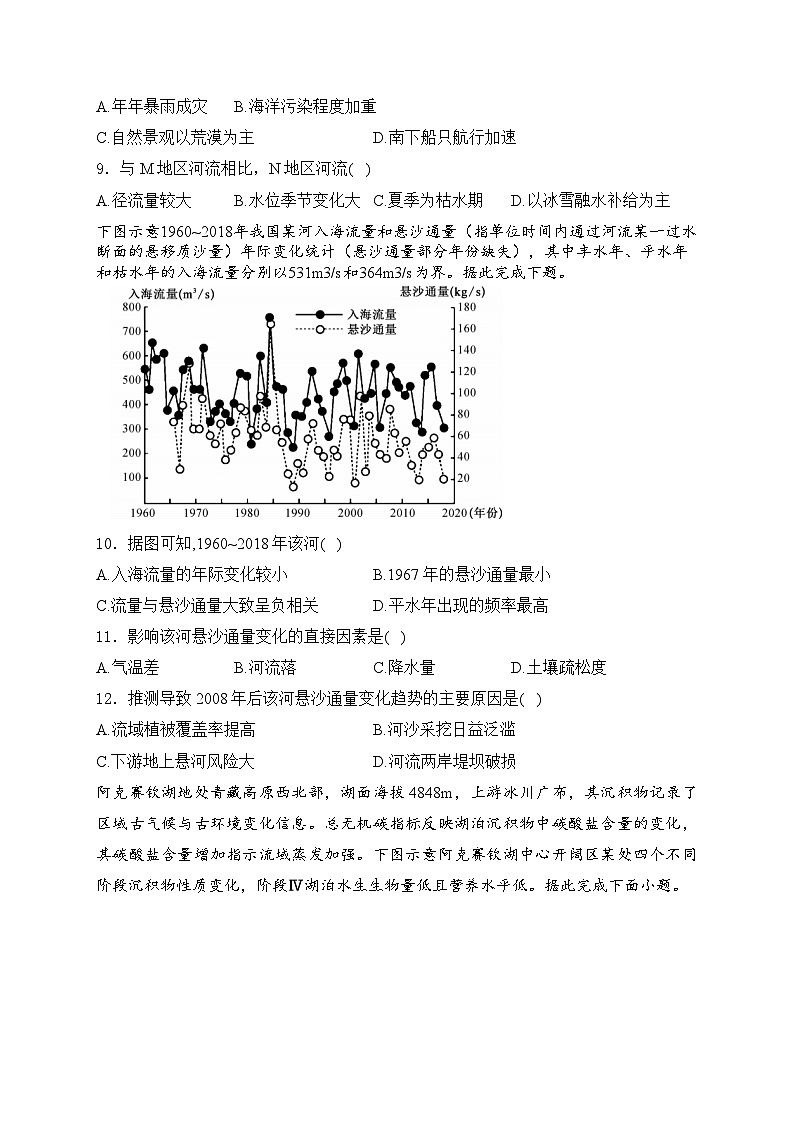 2025届高考地理一轮复习：  水体运动的影响 专题练习题汇编（含答案解析）第3页