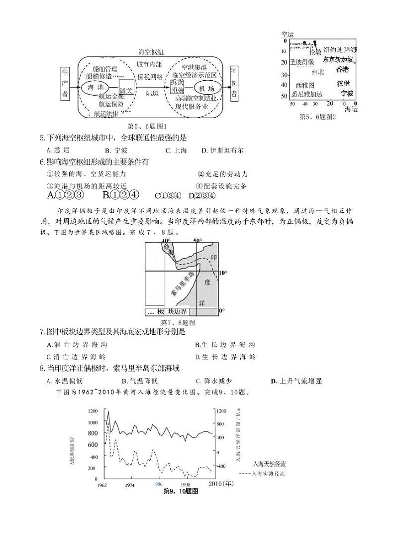浙江省嘉兴市2025届高三9月基础测试（嘉兴基测）地理试卷及答案第2页