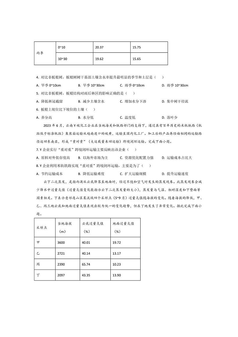 [地理]辽宁省鞍山市普通高中2025届高三上学期第一次质量监测月考试卷(有解析)第2页
