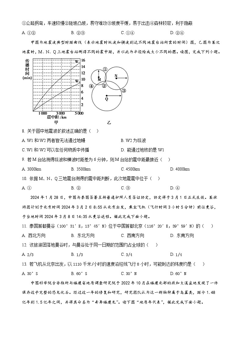 广东省中山市西湾外国语学校2024-2025学年高三上学期第一次月考地理试题（原卷版）第3页