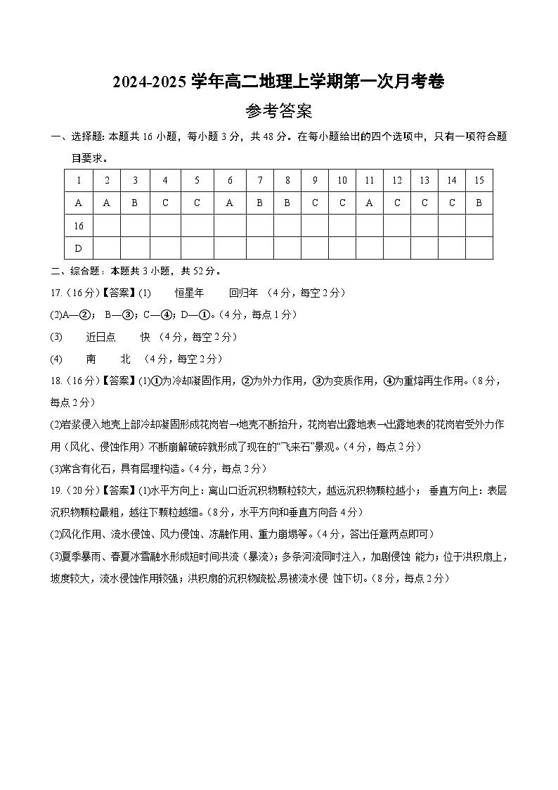 湘教版2019高中地理高二上学期第一次月考试卷（选修1第1章-第2章）含答案解析01