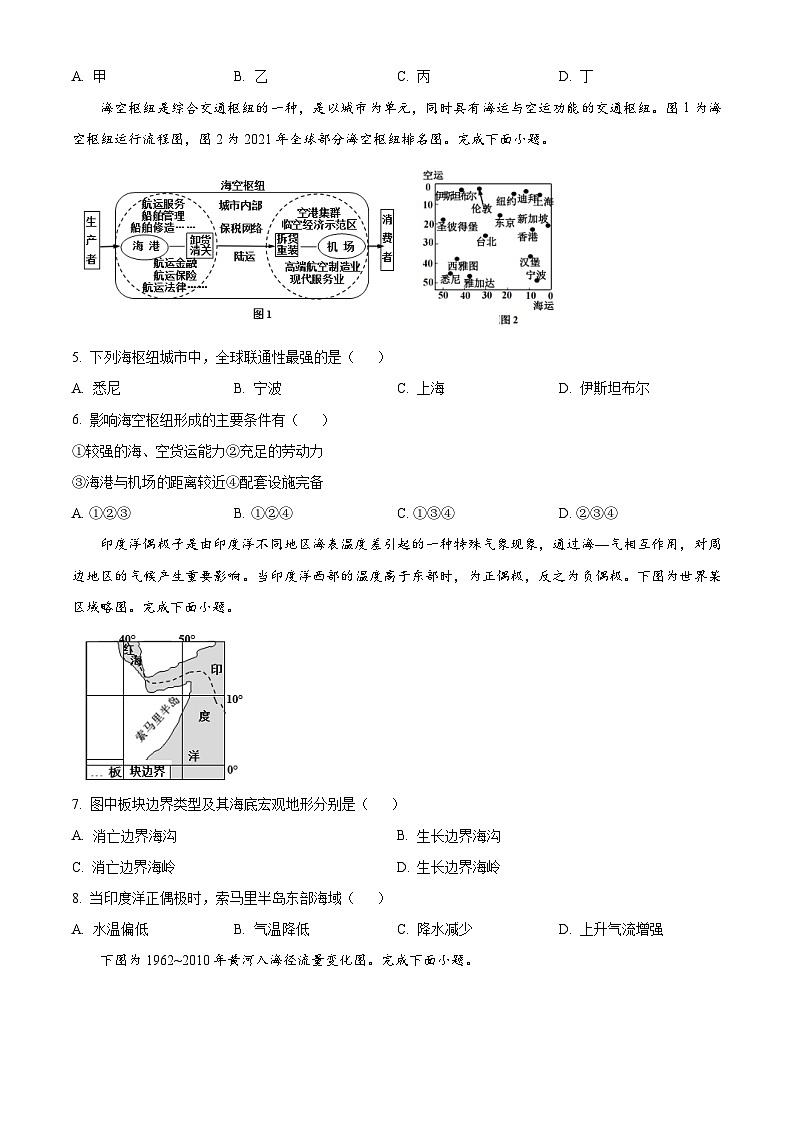 浙江省嘉兴市2024-2025学年高三上学期9月基础测试地理试卷（Word版附解析）02