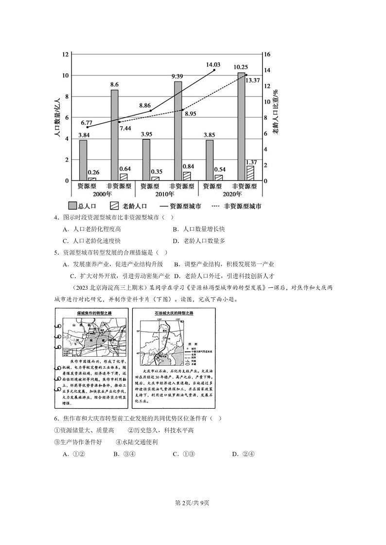 [地理]2022～2024北京高三上学期期末真题分类汇编：资源枯竭型城市的转型发展02