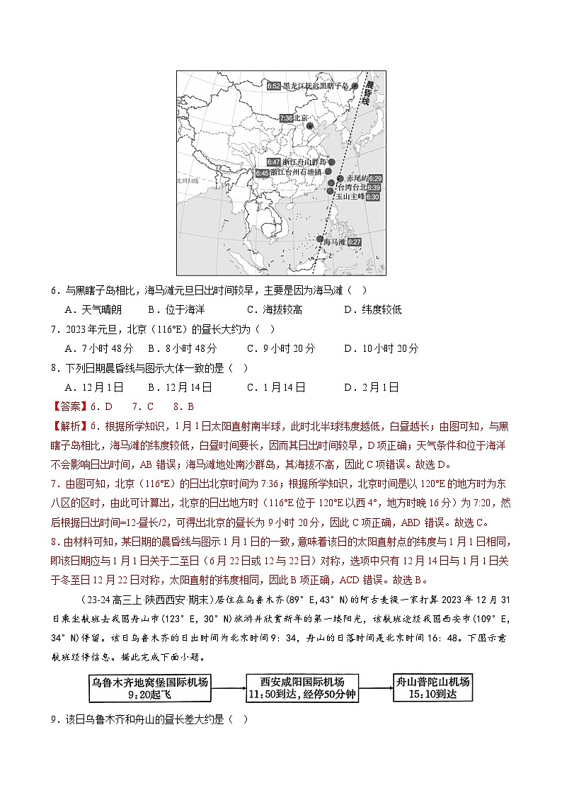 第04讲 地球的自转及其地理意义（练习）（含答案） 2025年高考地理一轮复习讲练测（新教材新高考）03