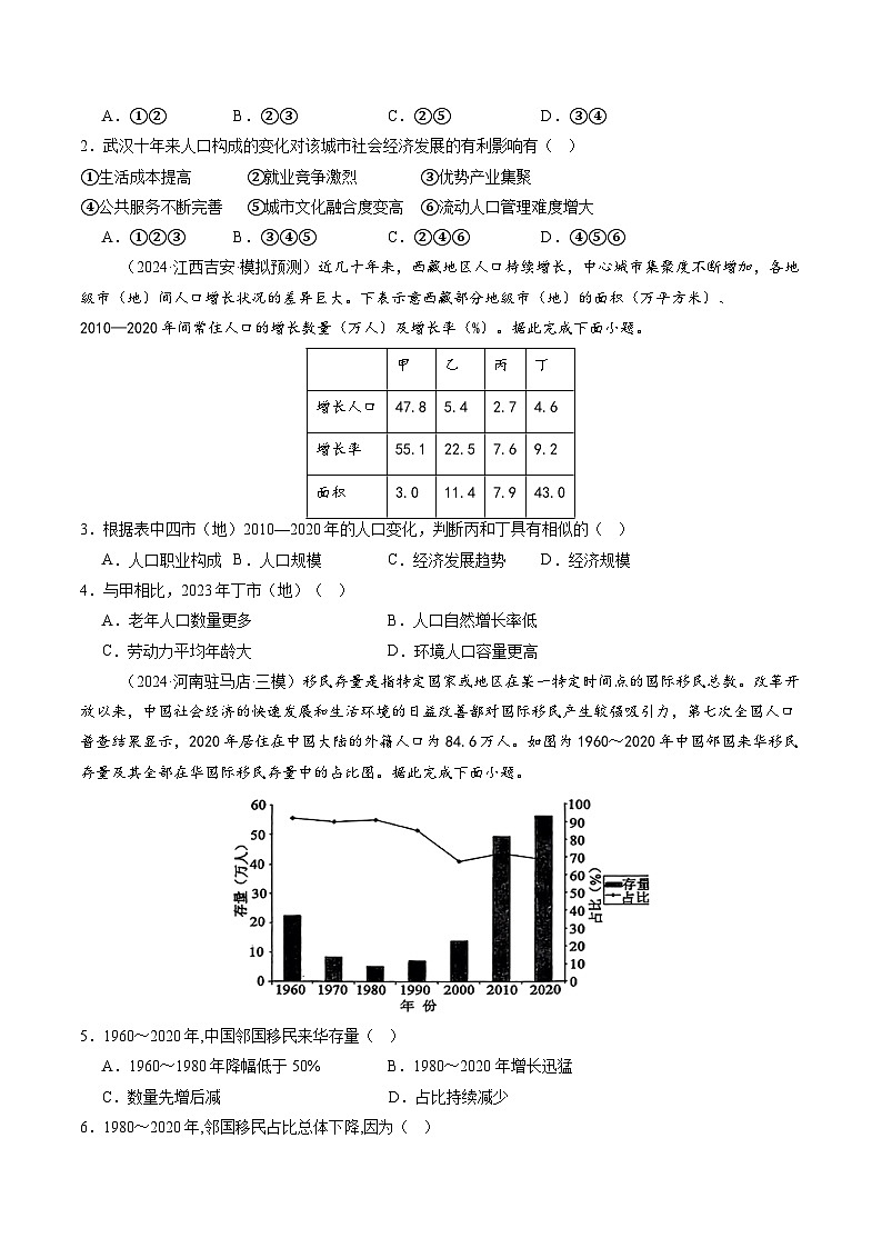 第21讲 人口迁移（练习）（含答案） 2025年高考地理一轮复习讲练测（新教材新高考）02