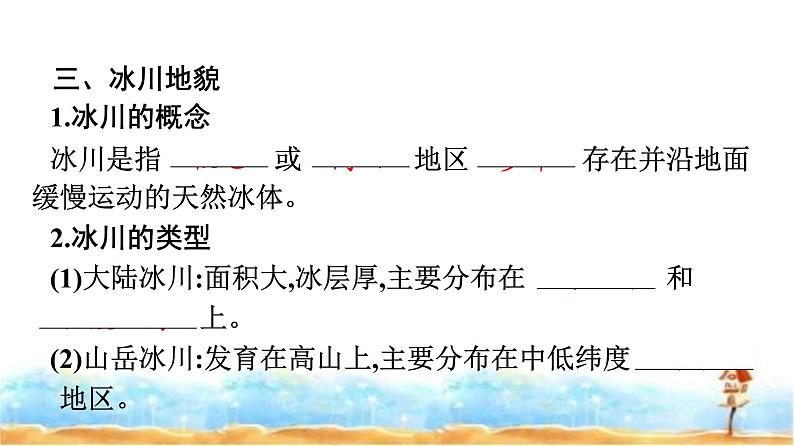 湘教版高中地理必修第一册第2章地球表面形态第3节喀斯特、海岸和冰川地貌课件第8页