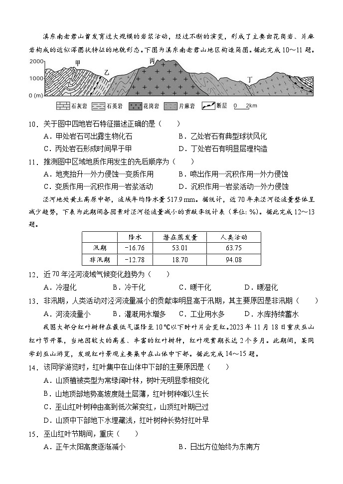 重庆市拔尖强基联盟2025届高三上学期10月联合考试地理＋答案03