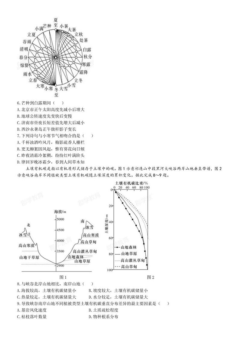[地理]湖南省长沙市长郡中学2024～2025学年高二上学期第一次月考试题(有答案)02