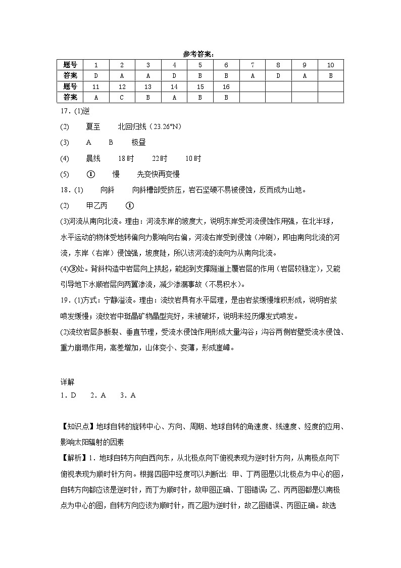 高二地理9月月考参考答案第1页