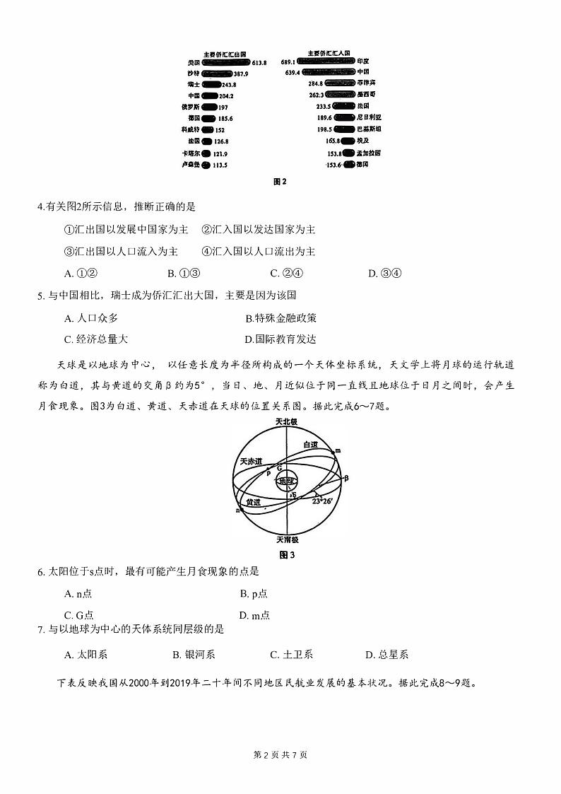 重庆市八中2023_2024高三地理上学期第一次高考适应性月考试题pdf02
