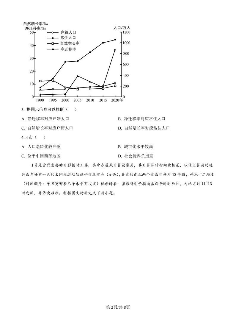 精品解析：四川省新高考教研联盟2024-2025学年高三上学期八省适应性联考地理试题（原卷版）第2页