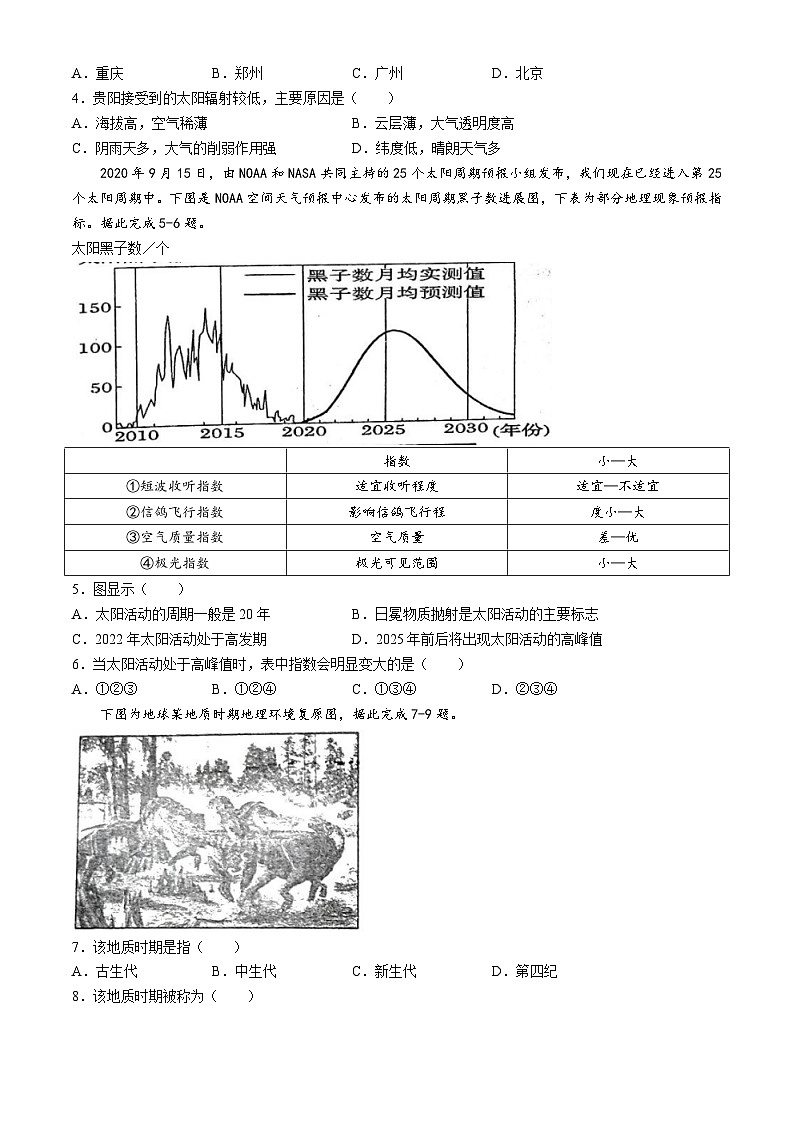广东省揭阳市惠来县部分学校2024-2025学年高一上学期10月月考地理试题(无答案)02