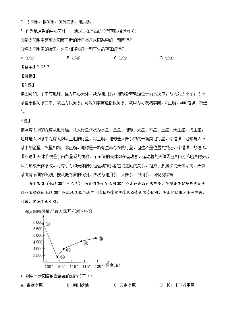 黑龙江省哈尔滨师范大学青冈实验中学2024-2025学年高一上学期10月考试地理试题（解析版）02