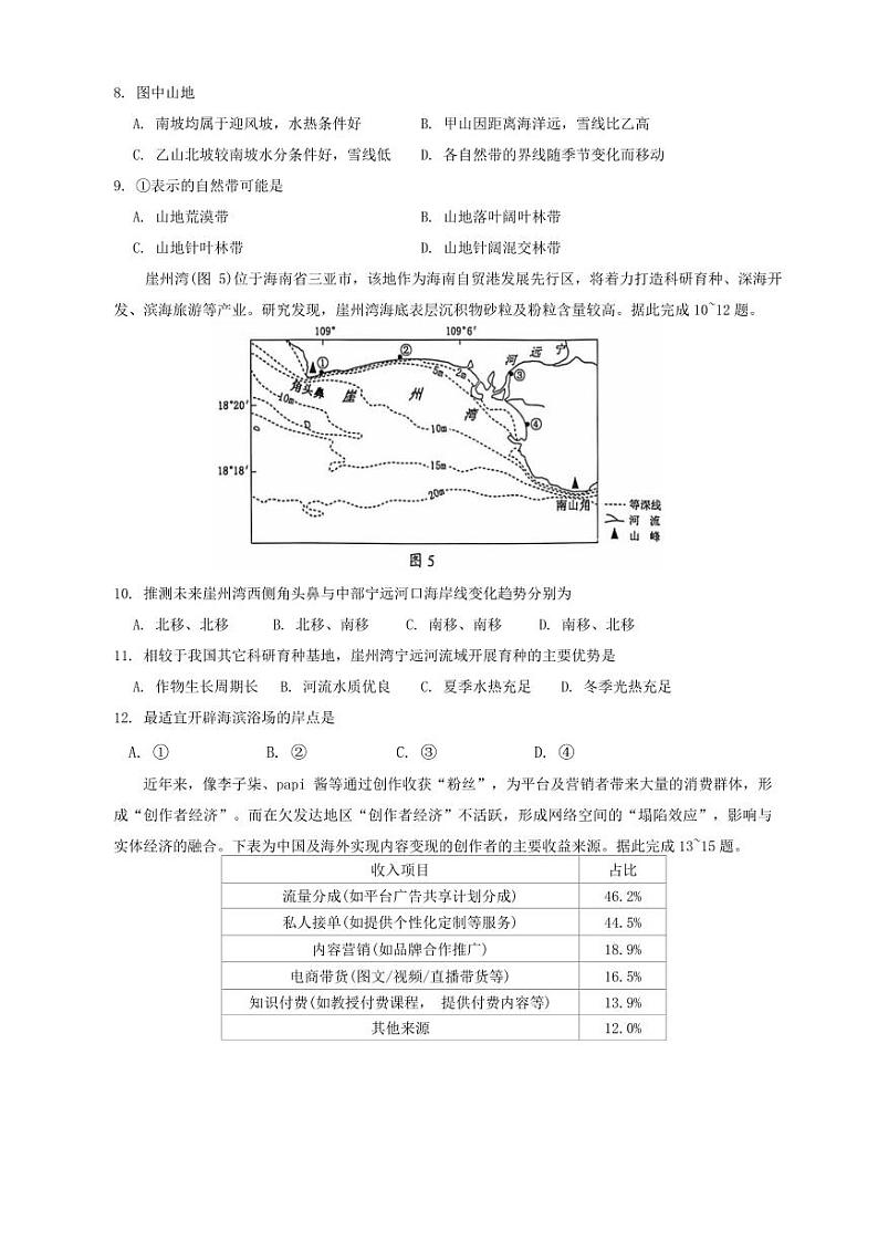 江苏苏州2024年高三9月调研 地理试题（含答案）03