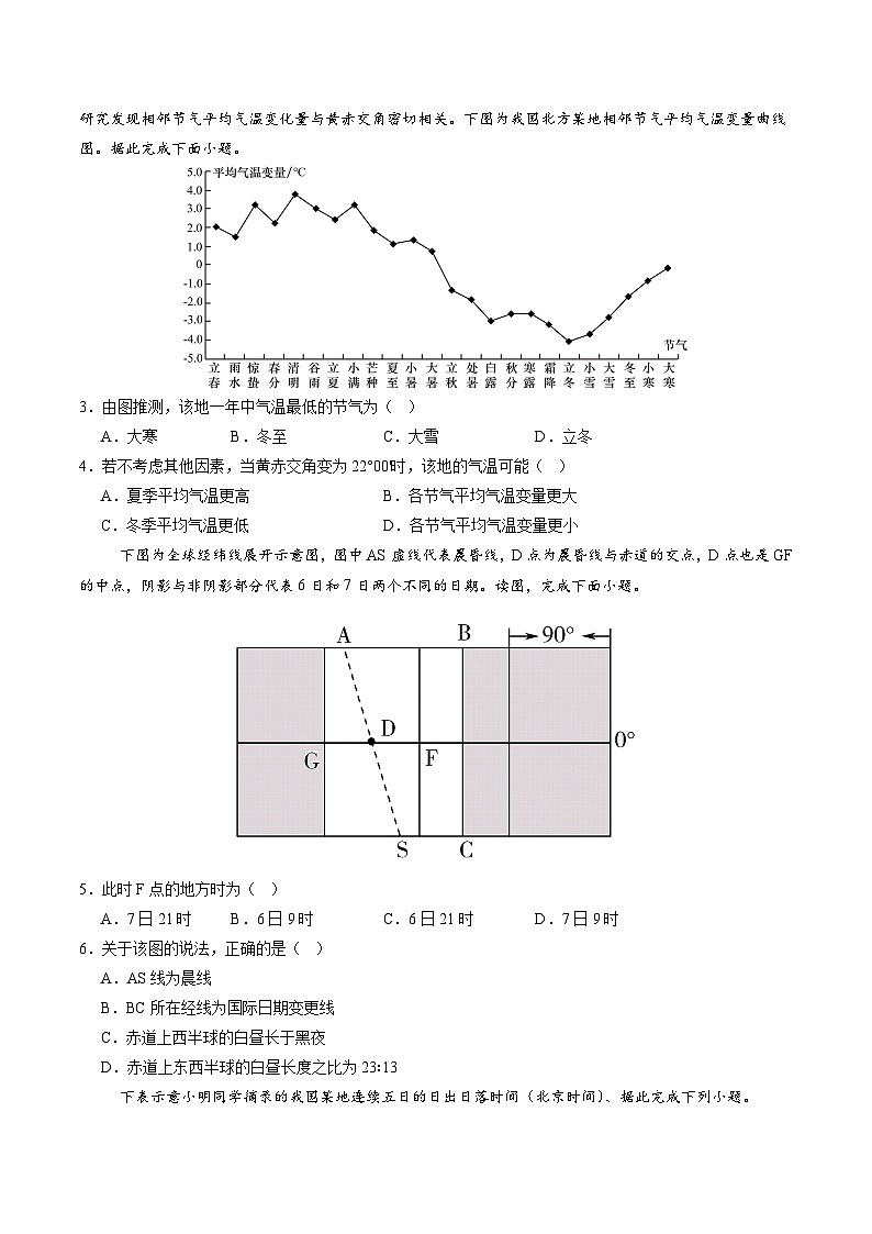（中图版2019选择性必修1第1~3章）（考试版A4）【测试范围：中图版（2019）选择必修1第1~3章】第2页