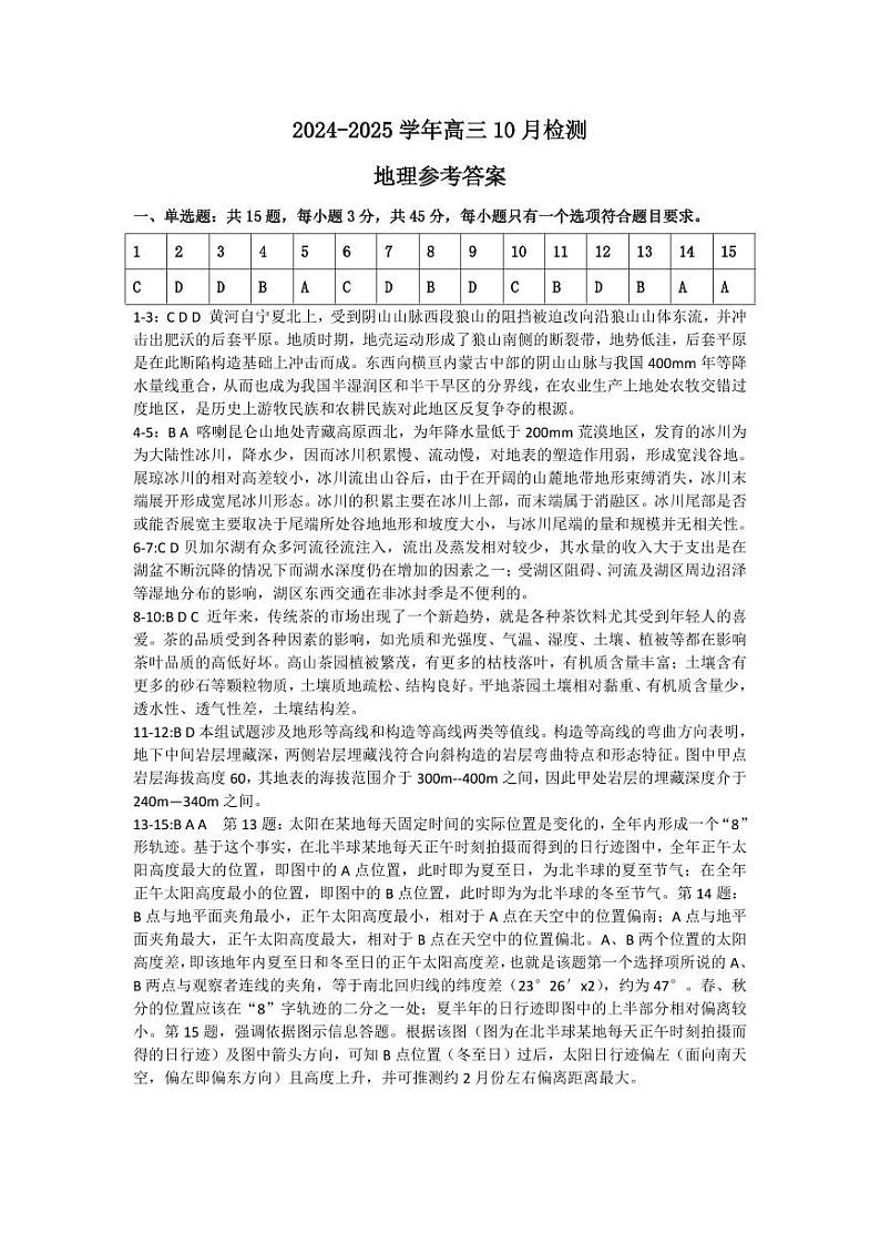 山东省中昇大联考2024-2025学年高三上学期10月联考地理试题01