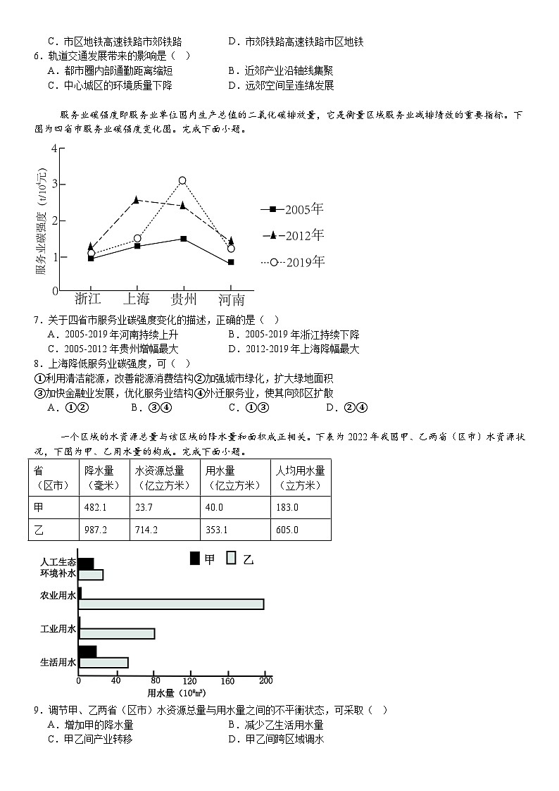 浙江2024年高考地理模拟试卷附答案第2页