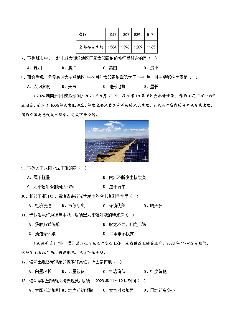 新高考地理一轮复习考点通关卷考点巩固卷04 宇宙中的地球（2份，原卷版+解析版）03