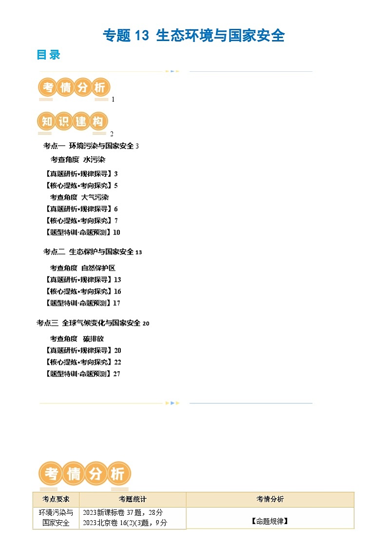新高考地理二轮复习讲练测专题13 生态环境与国家安全（讲义）（解析版）第1页