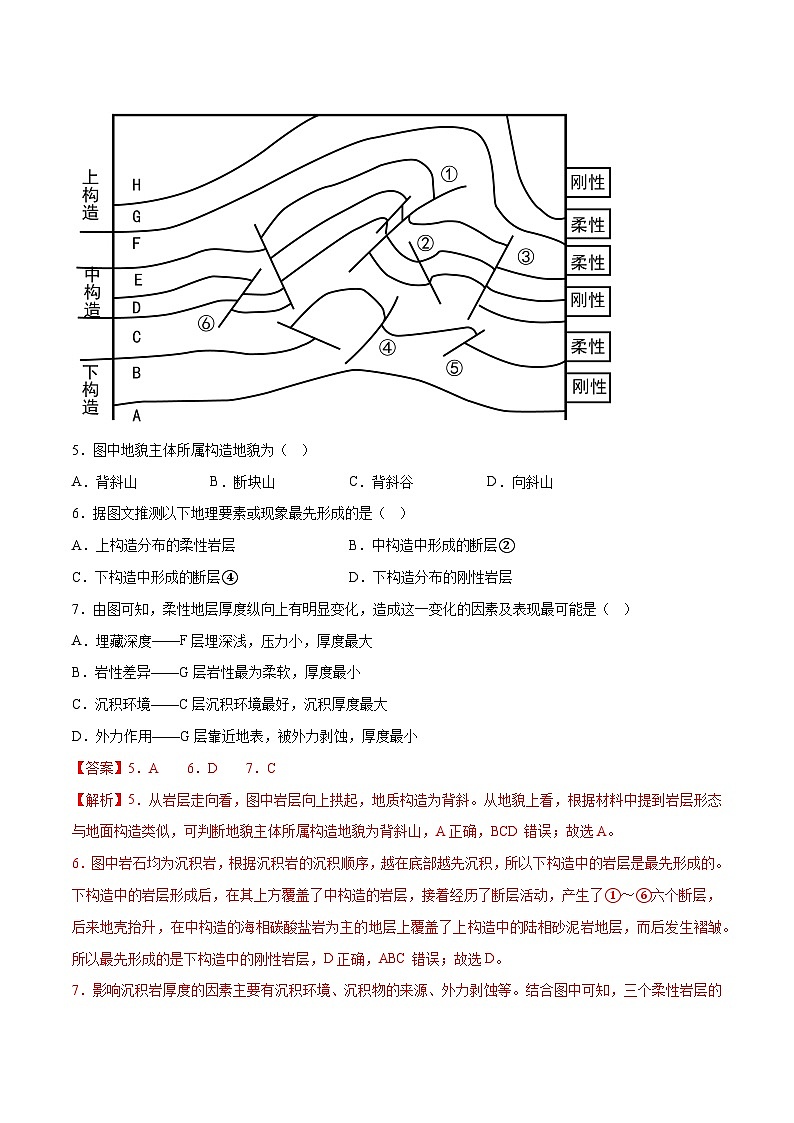 新高考地理一轮复习考点专项练习6.5 地质剖面图的判读（解析版）第3页