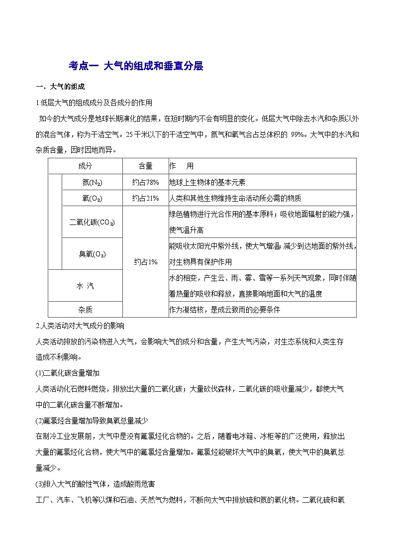 新高考地理一轮复习考点练习专题4 地球上的大气（讲义）（解析版）第2页