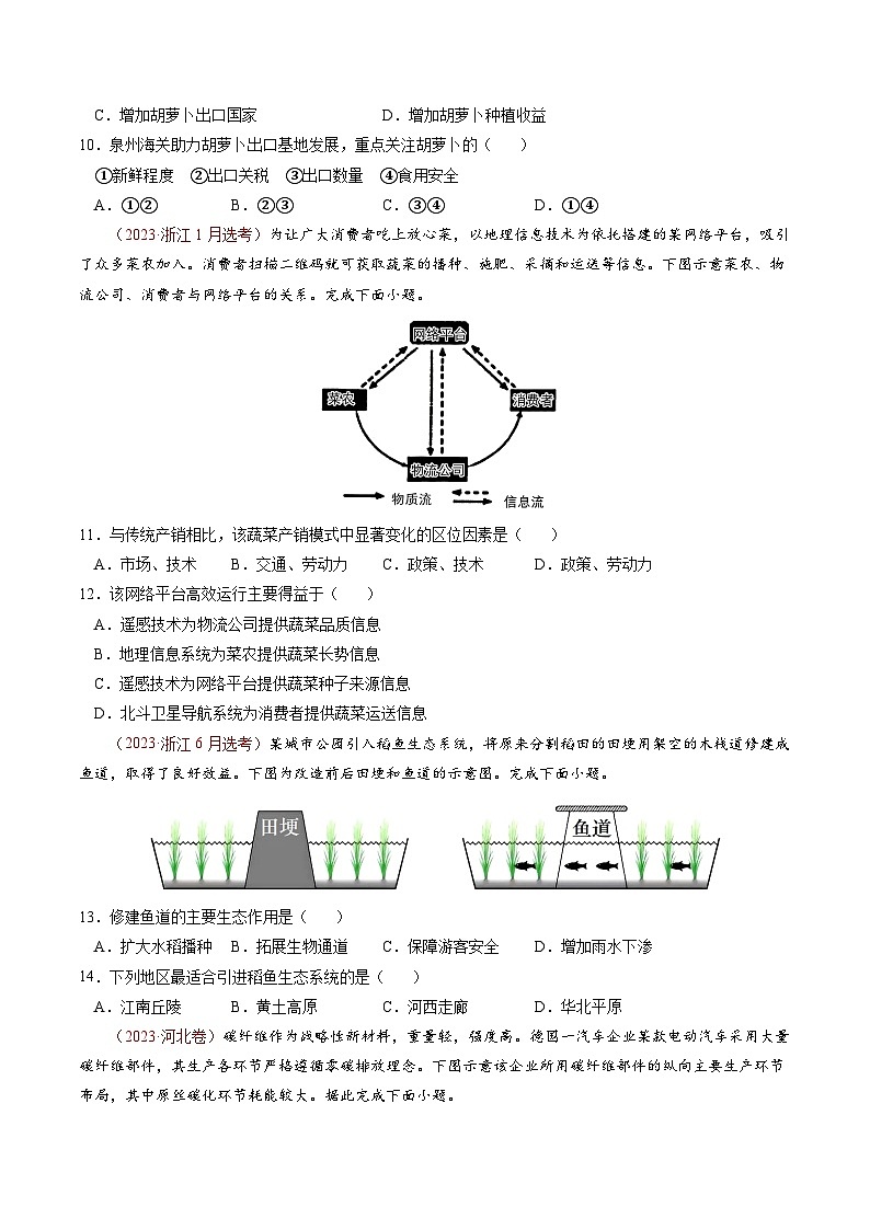 新高考地理三轮冲刺查漏补缺专题08  产业发展与交通建设（原卷版）第3页