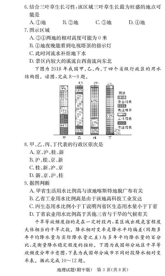 湖南师大附中2023届高三上学期月考试卷（一）地理试题（含答案）第3页