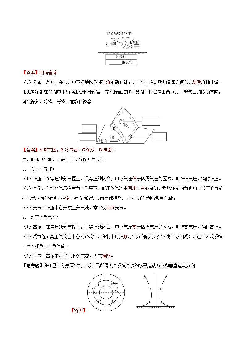 第8讲 常见的天气系统（知识清单）-【聚焦一轮】2025年高考地理一轮复习全程跟踪讲与练（解析版）第2页